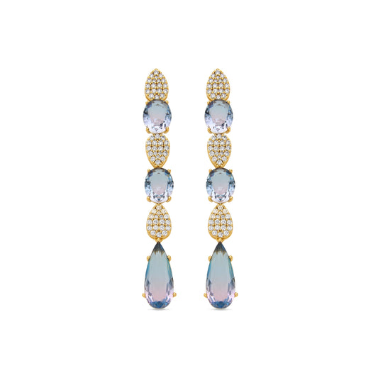 Pendientes con Circonita Multicolor acabado oro 18k - Dirio