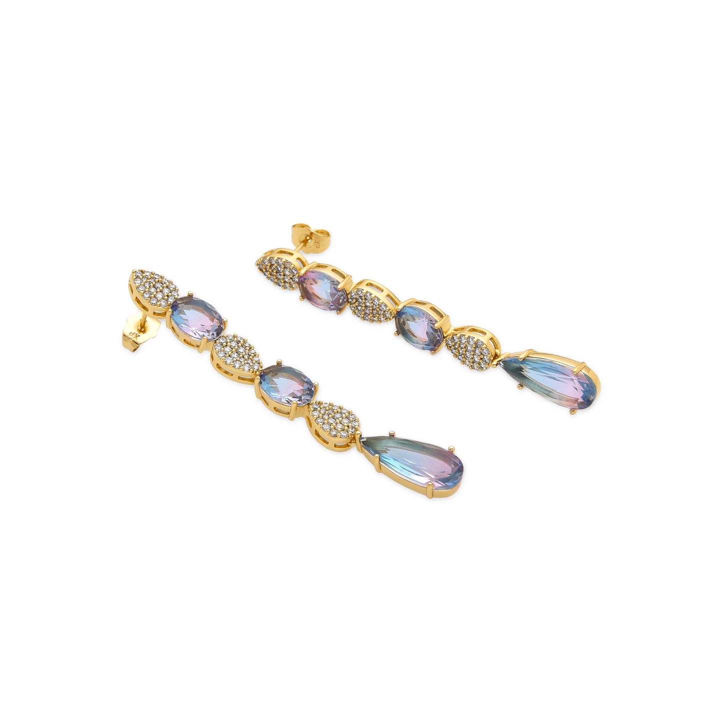 Pendientes con Circonita Multicolor acabado oro 18k - Dirio