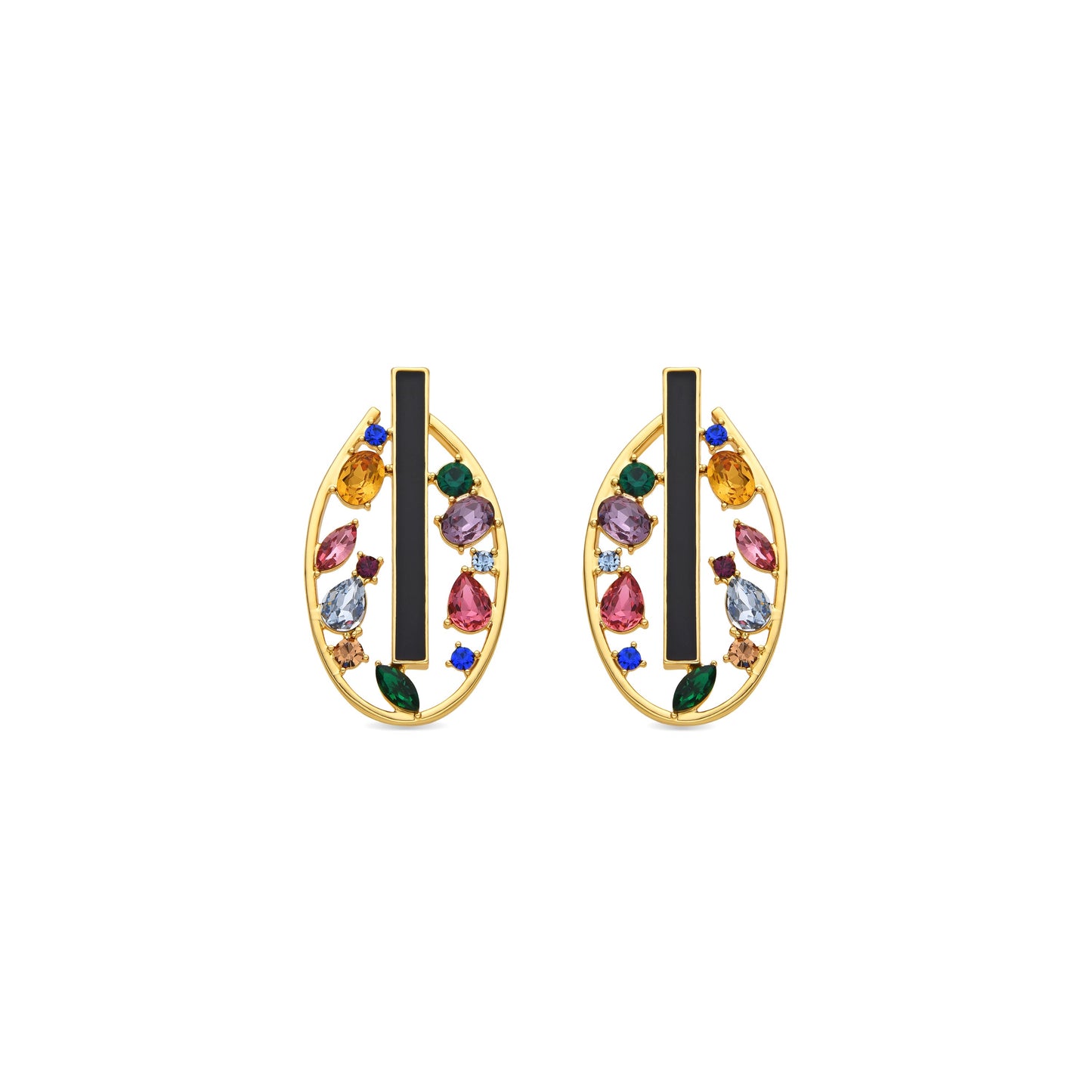 Pendientes con Circonita Multicolor acabado oro 18k - Habyo