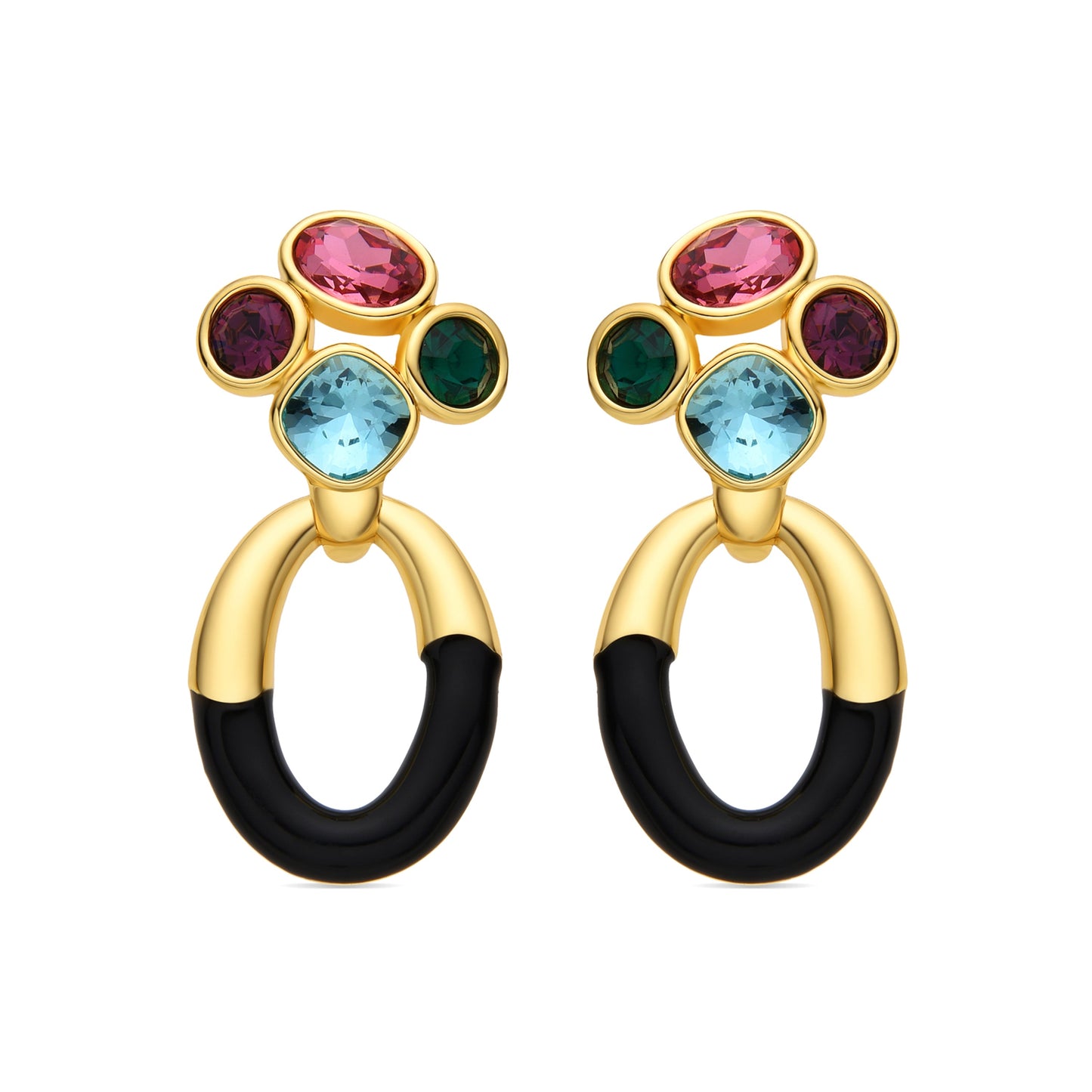 Pendientes con Circonita Multicolor acabado oro 18k - Adba