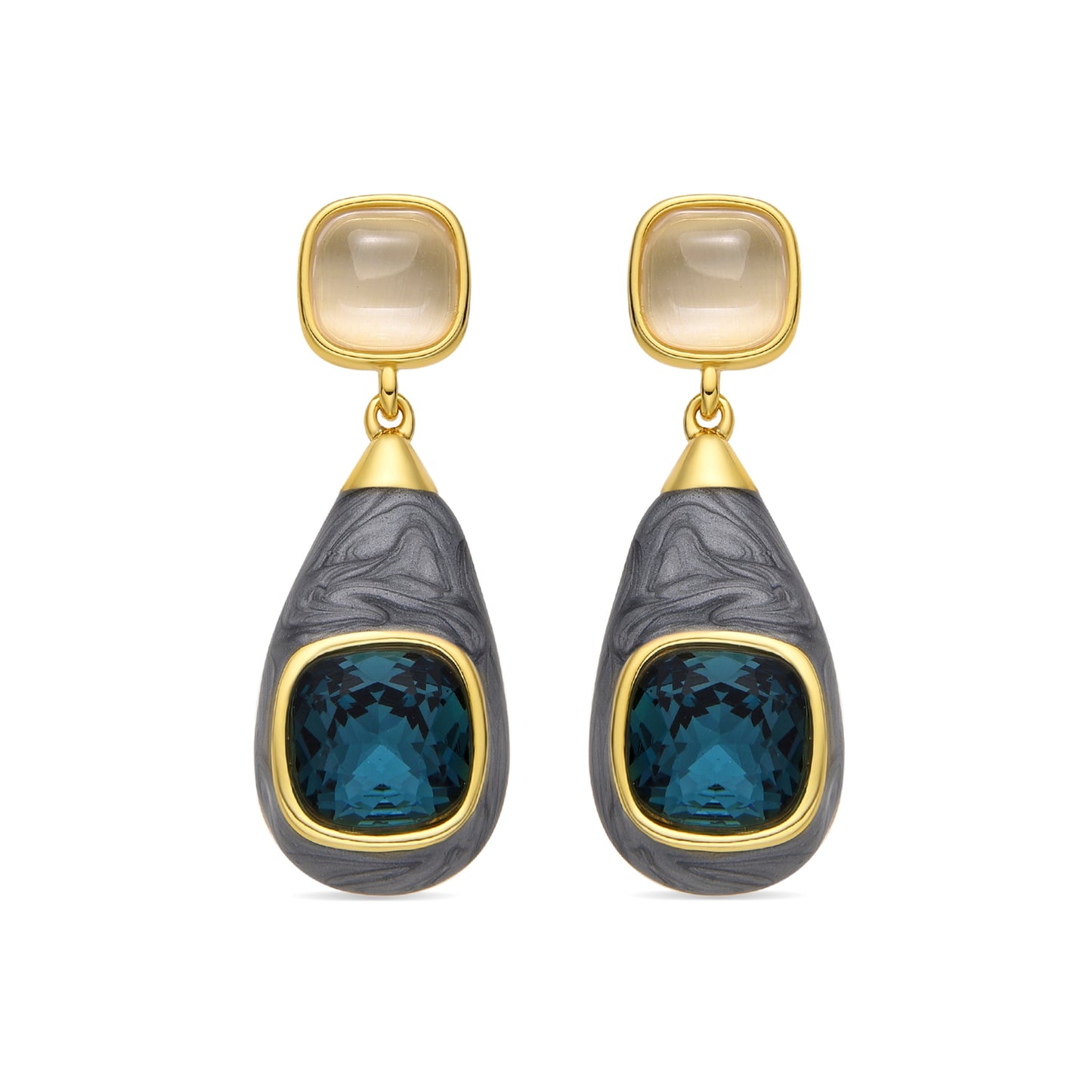 Pendientes con Ojo de Gato acabado oro 18k - Sethi