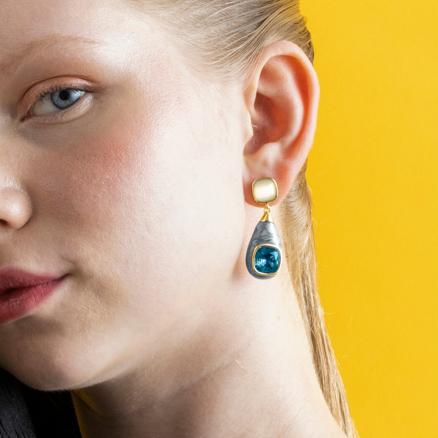 Pendientes con Ojo de Gato acabado oro 18k - Sethi