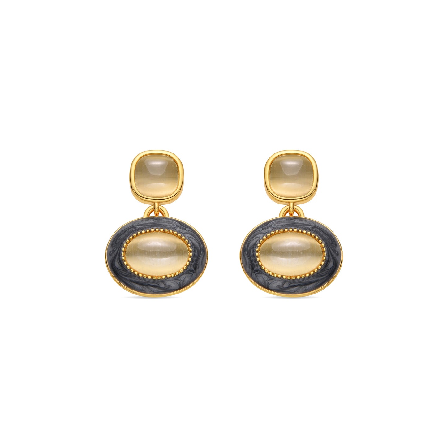 Pendientes con Ojo de Gato acabado oro 18k - Iki