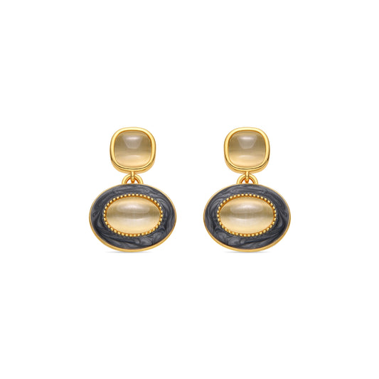 Pendientes con Ojo de Gato acabado oro 18k - Iki