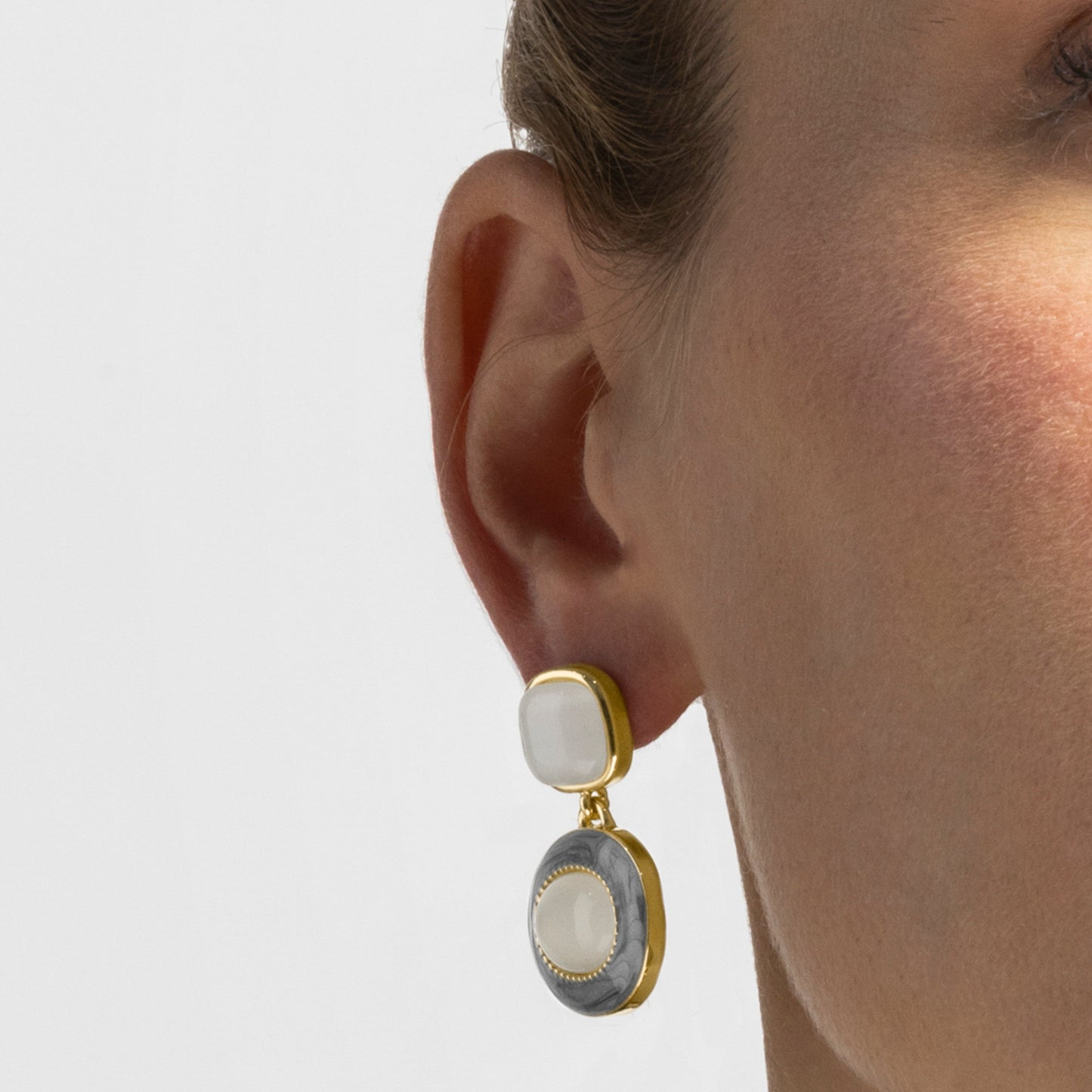 Pendientes con Ojo de Gato acabado oro 18k - Iki