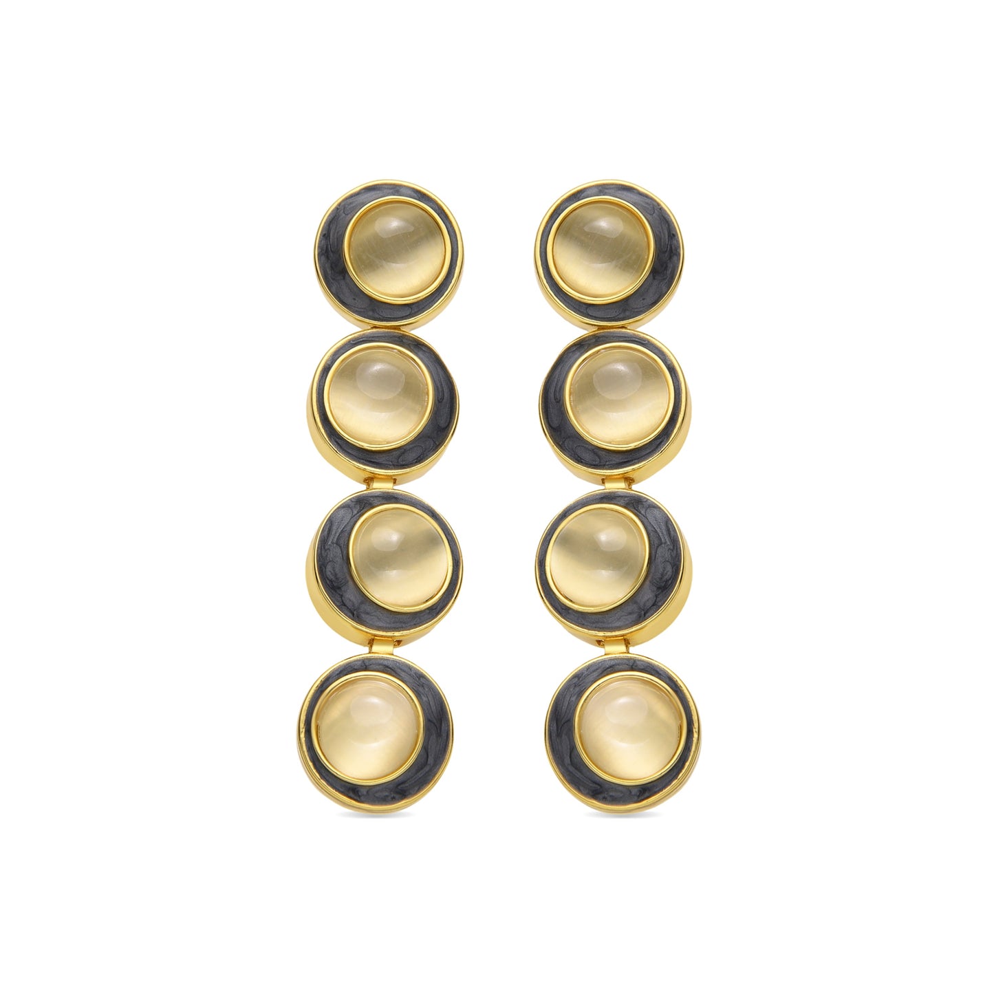 Pendientes con Ojo de Gato acabado oro 18k - Nawil