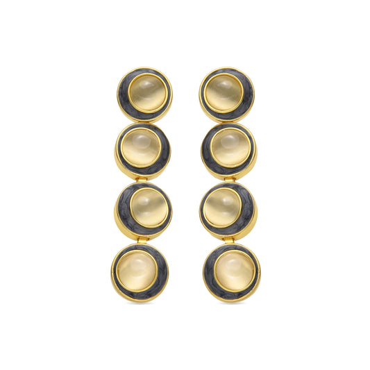 Pendientes con Ojo de Gato acabado oro 18k - Nawil
