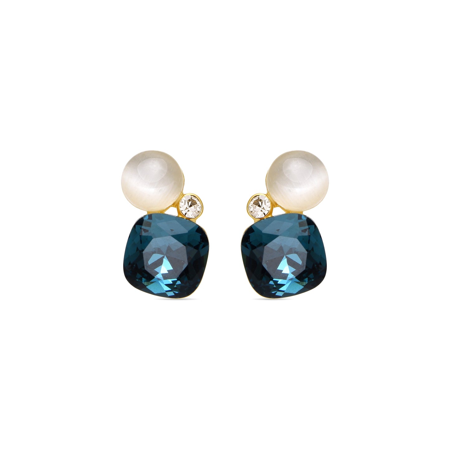 Pendientes con Ojo de Gato acabado oro 18k - Sitla