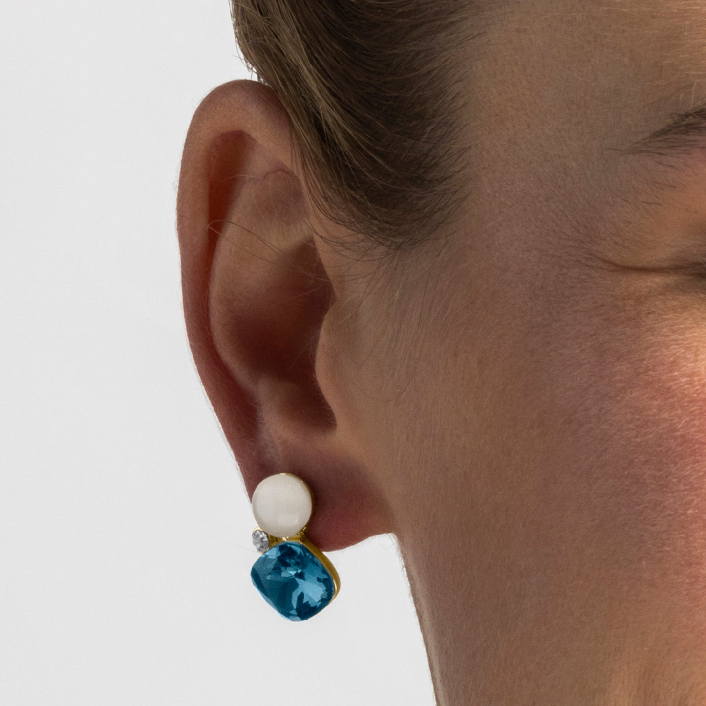Pendientes con Ojo de Gato acabado oro 18k - Sitla