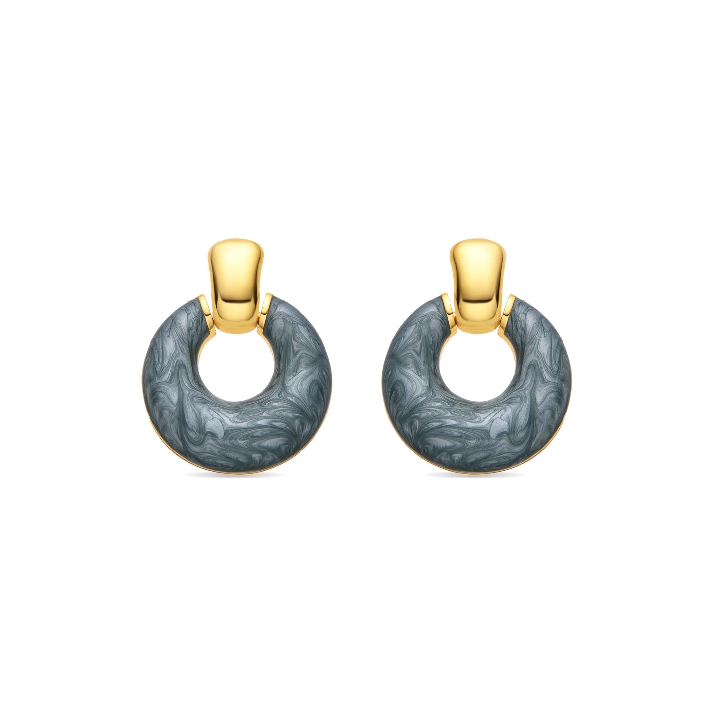 Pendientes con Lacado Azul acabado oro 18k - Fores