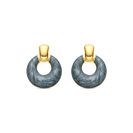 Pendientes con Lacado Azul acabado oro 18k - Fores