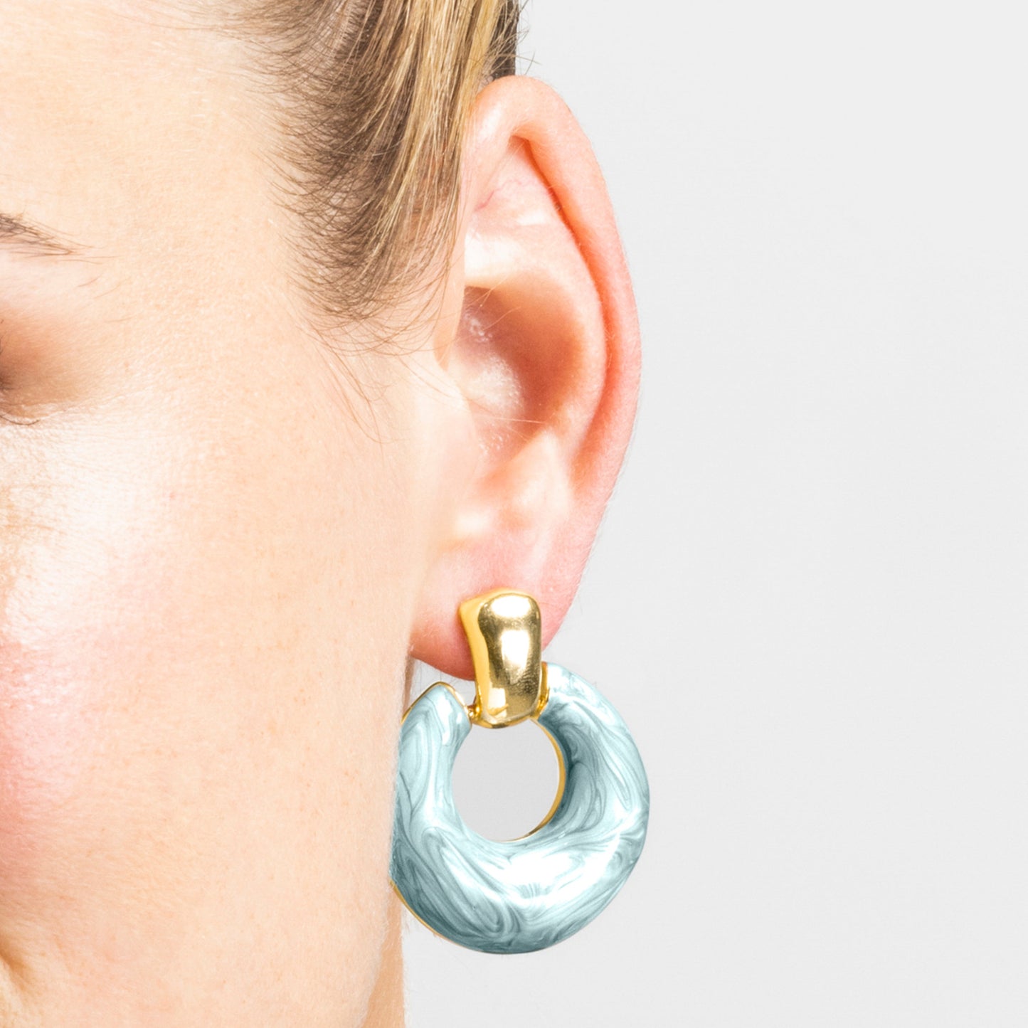 Pendientes con Lacado Azul acabado oro 18k - Fores