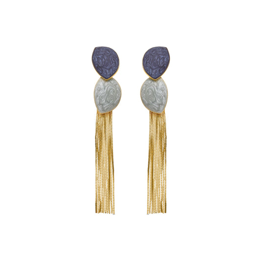Pendientes con Lacado Azul acabado oro 18k - Gori