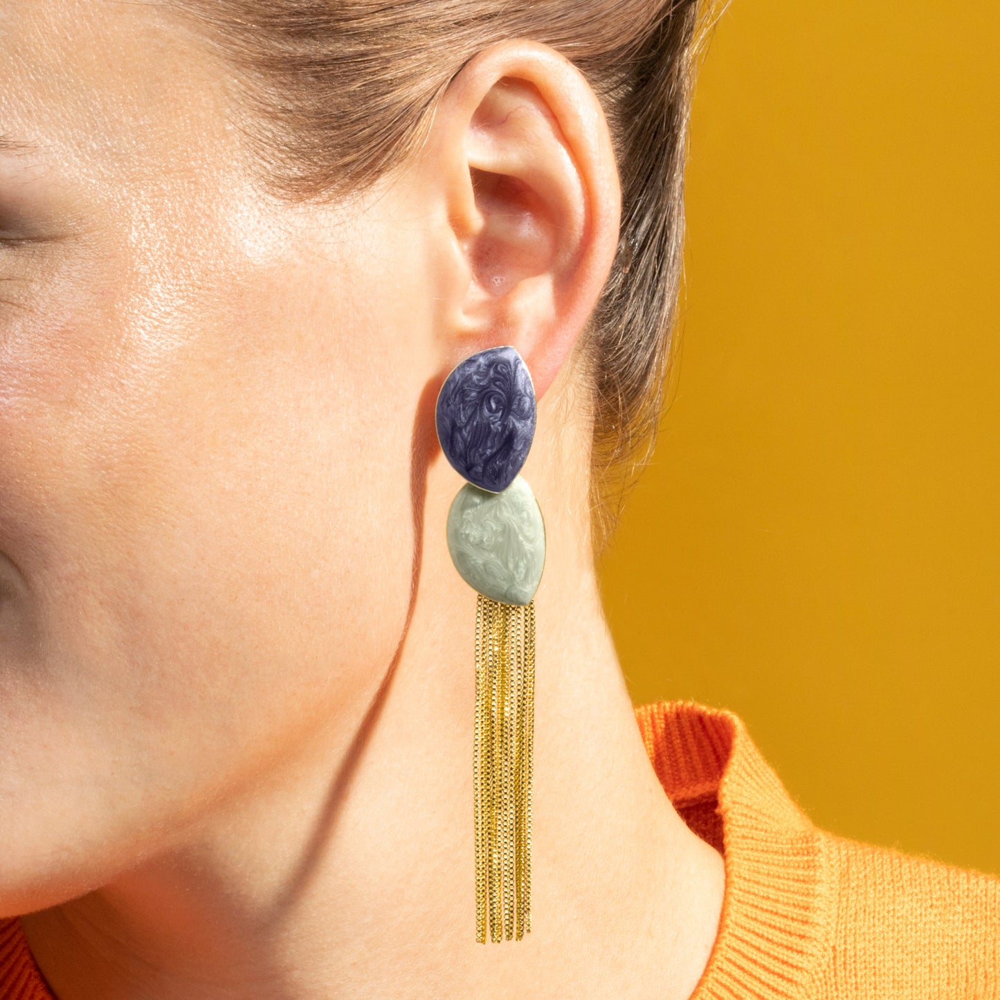 Pendientes con Lacado Azul acabado oro 18k - Gori