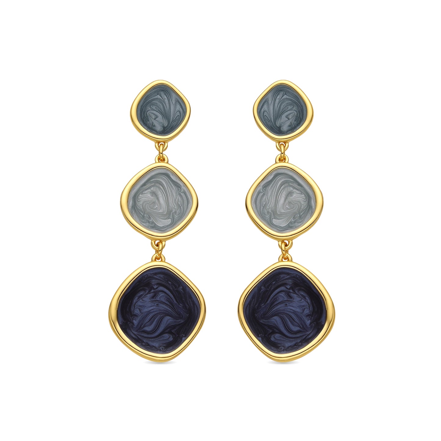 Pendientes con Lacado Azul acabado oro 18k - Belgul
