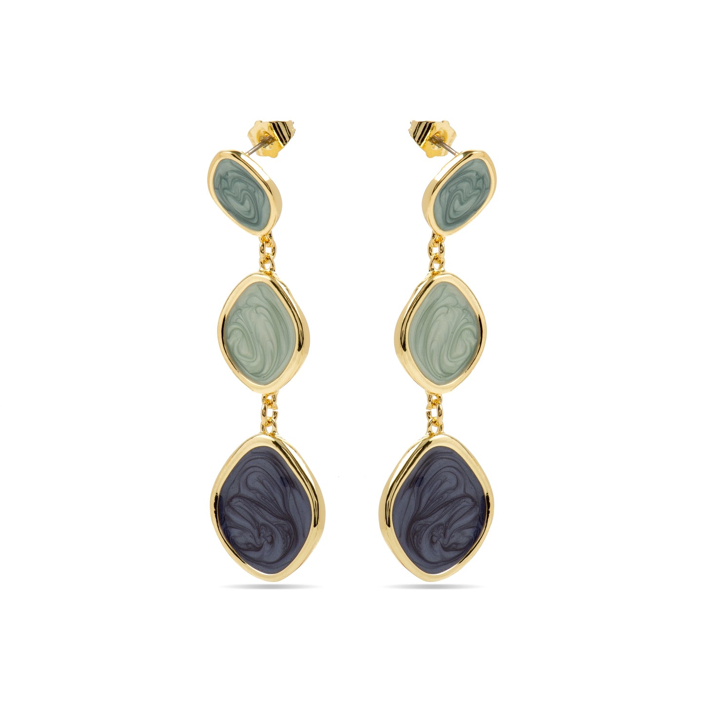 Pendientes con Lacado Azul acabado oro 18k - Belgul