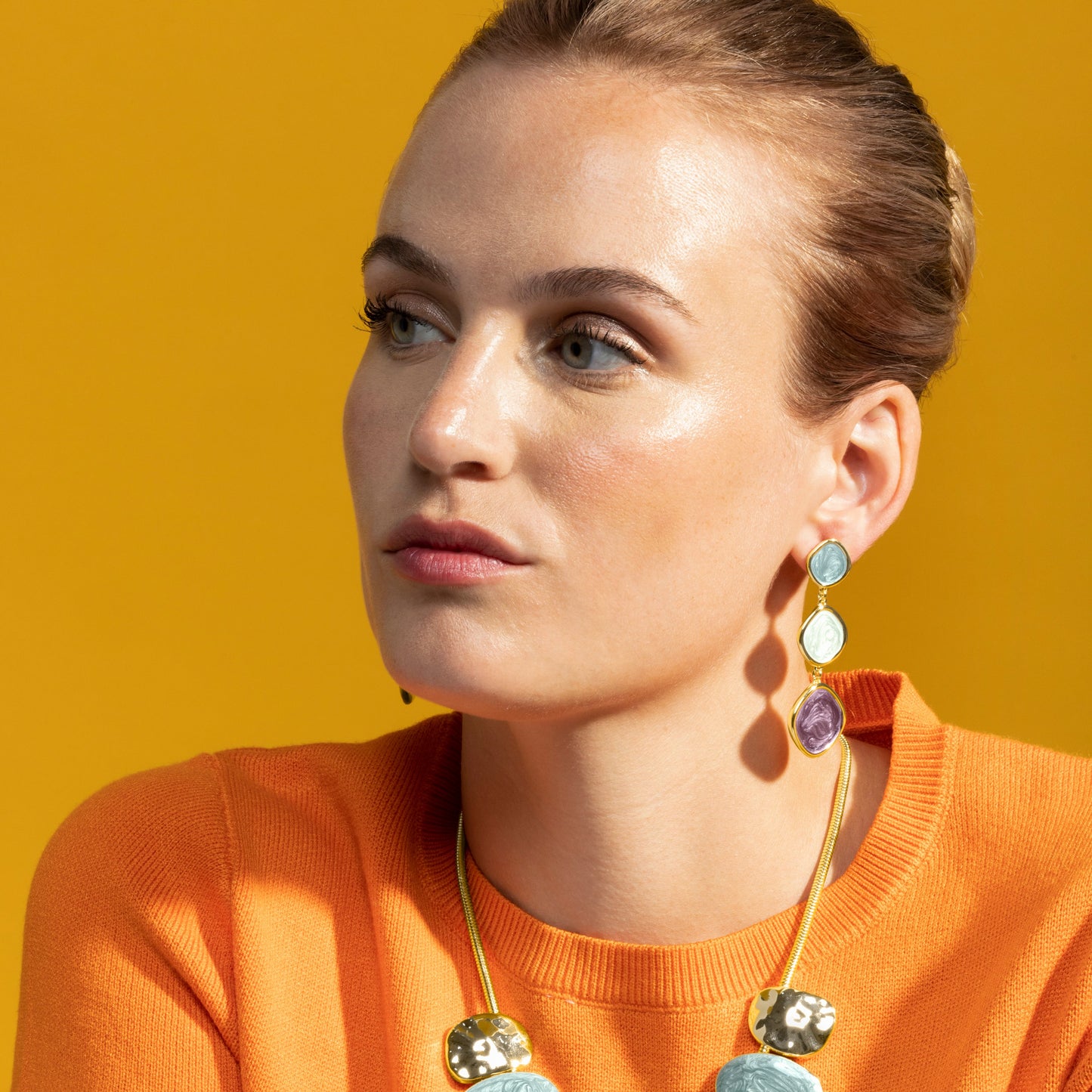 Pendientes con Lacado Azul acabado oro 18k - Belgul