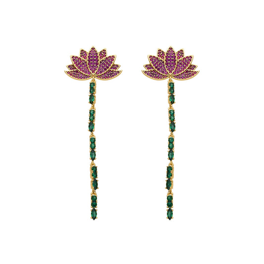 Pendientes con Circonita Multicolor acabado oro 18k - Likme
