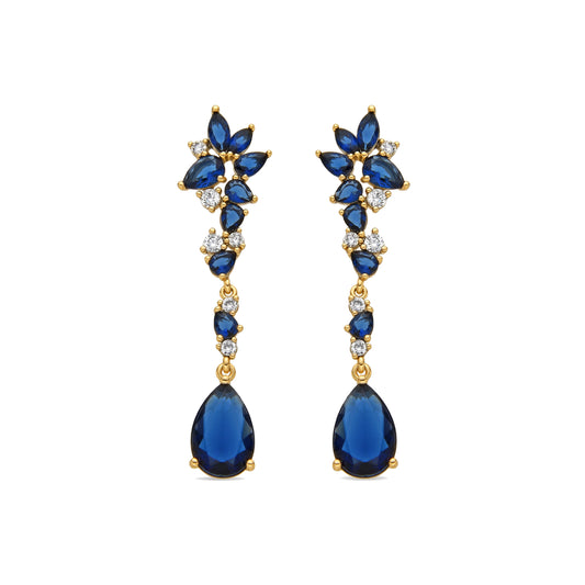 Pendientes con Circonita Zafiro acabado oro 18k - Ulies