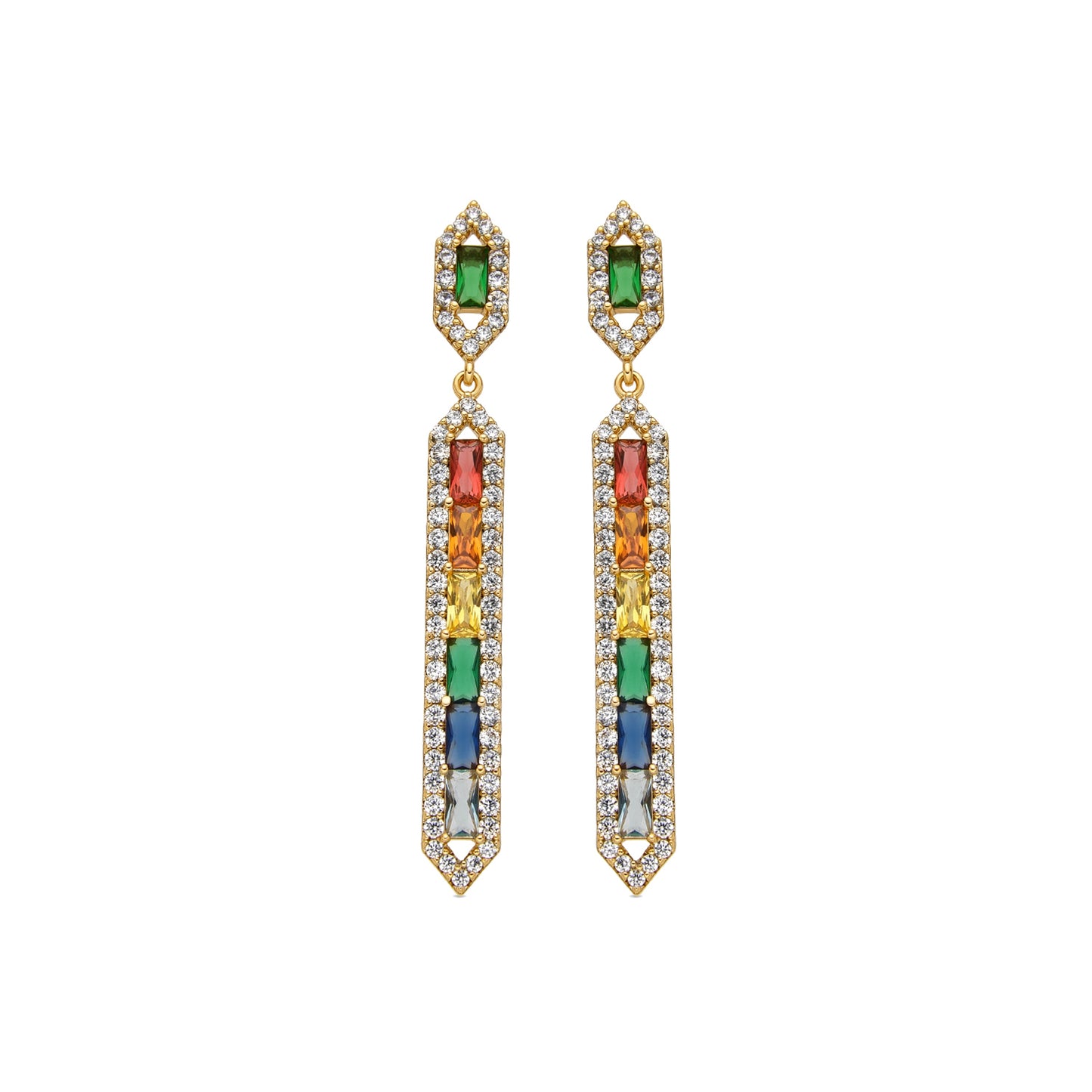 Pendientes con Circonita Multicolor acabado oro 18k - Brima