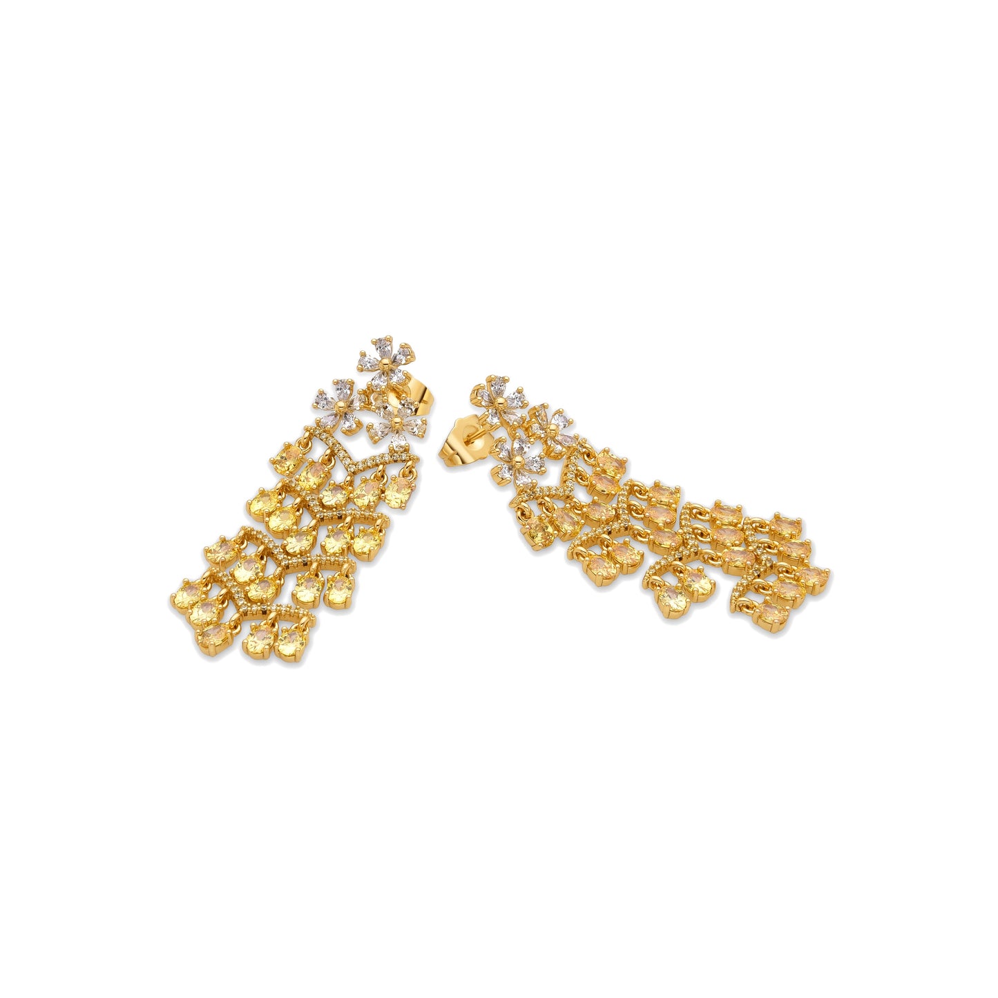 Pendientes con Padparadscha acabado oro 18k - Heweo