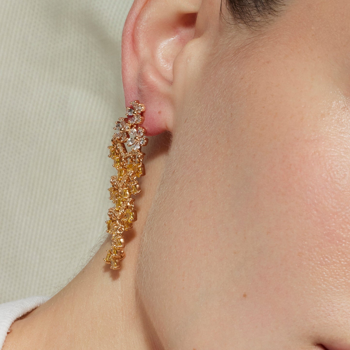 Pendientes con Padparadscha acabado oro 18k - Heweo