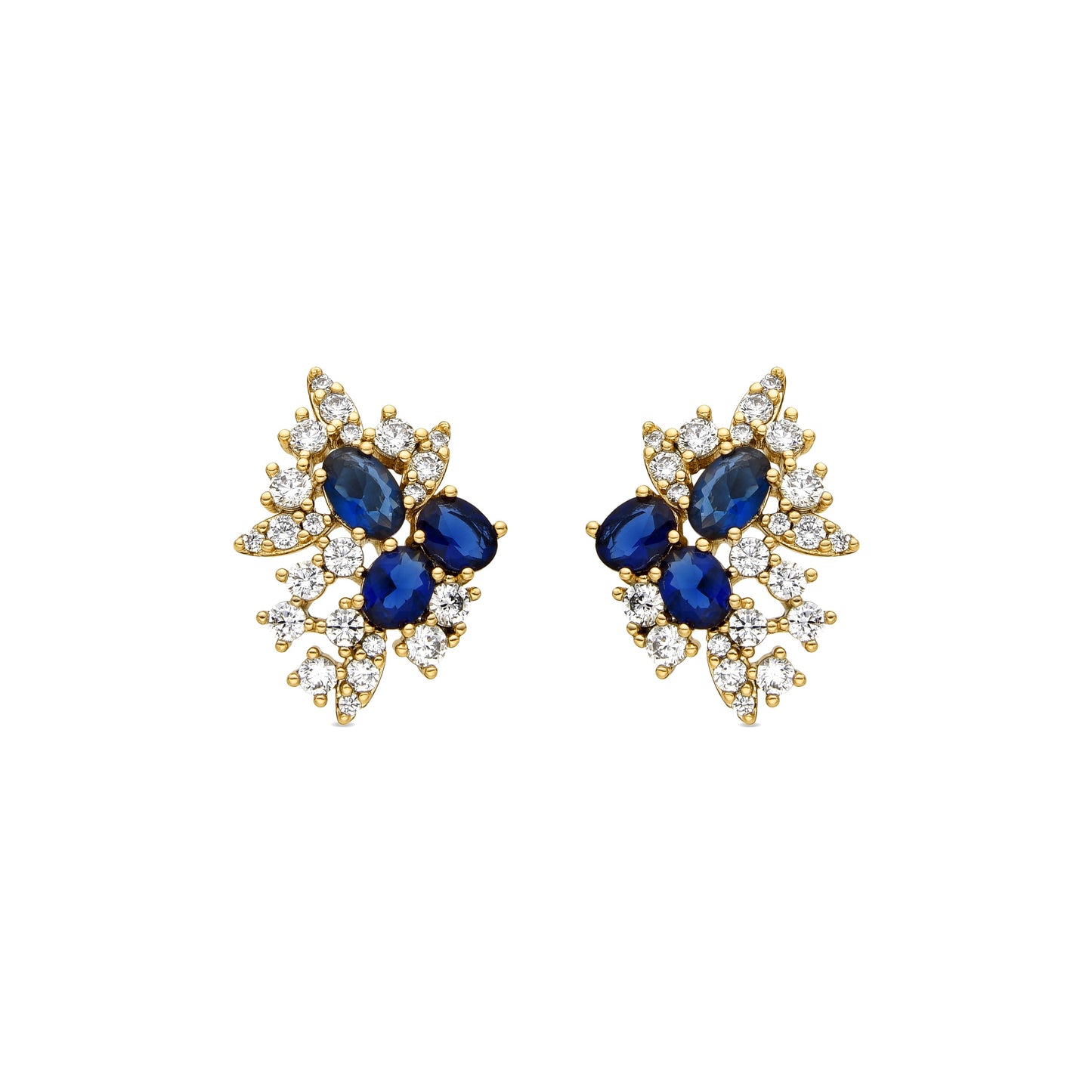 Pendientes con Circonita Zafiro acabado oro 18k - Ciame