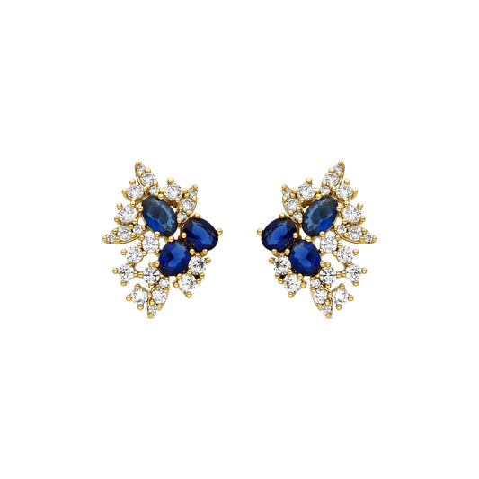 Pendientes con Circonita Zafiro acabado oro 18k - Ciame