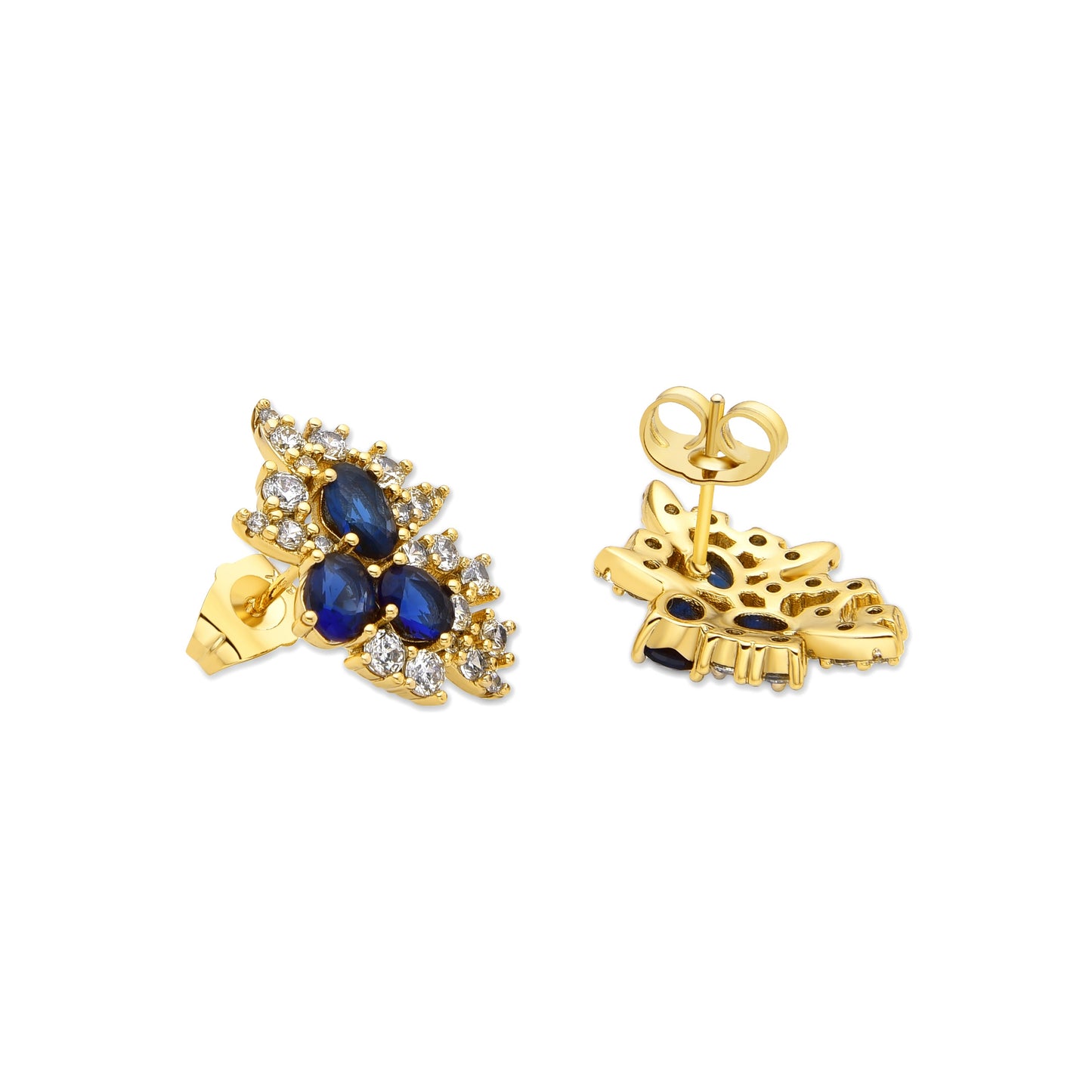 Pendientes con Circonita Zafiro acabado oro 18k - Ciame