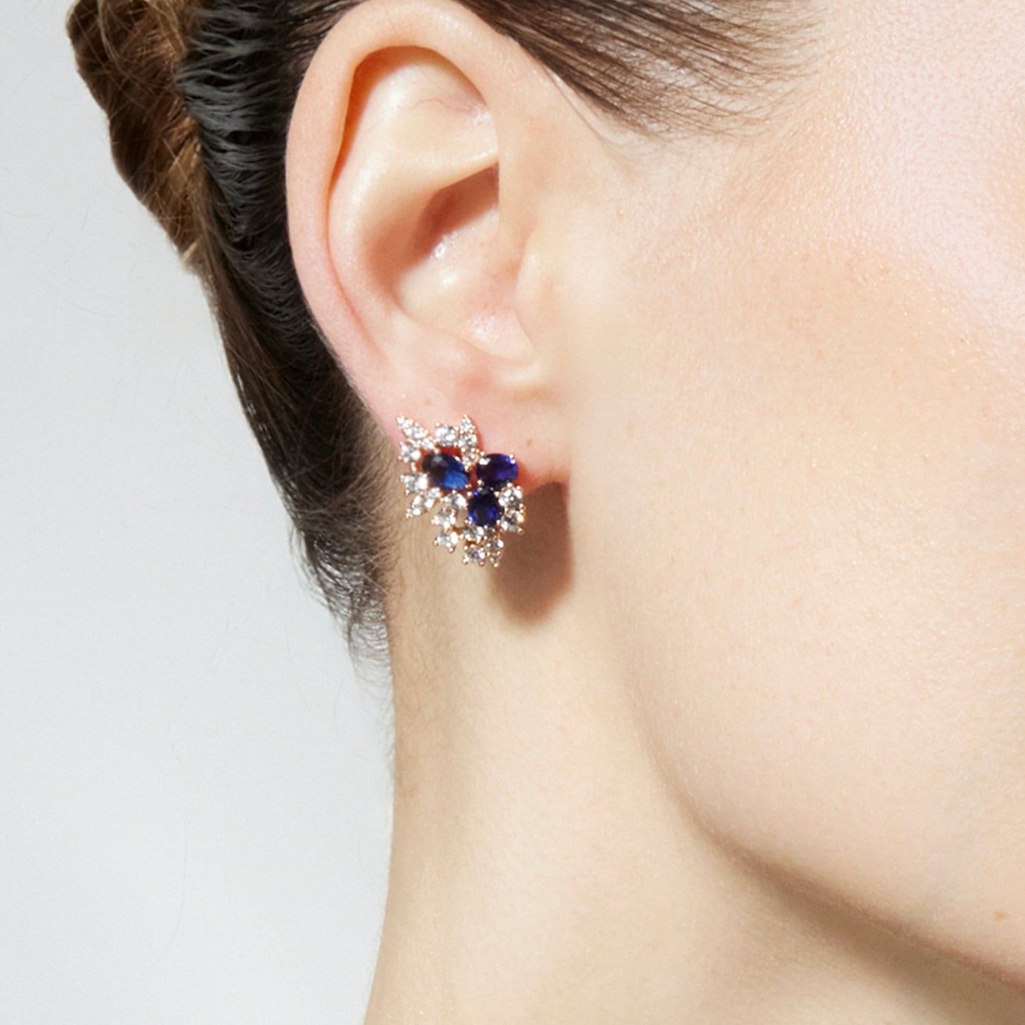 Pendientes con Circonita Zafiro acabado oro 18k - Ciame