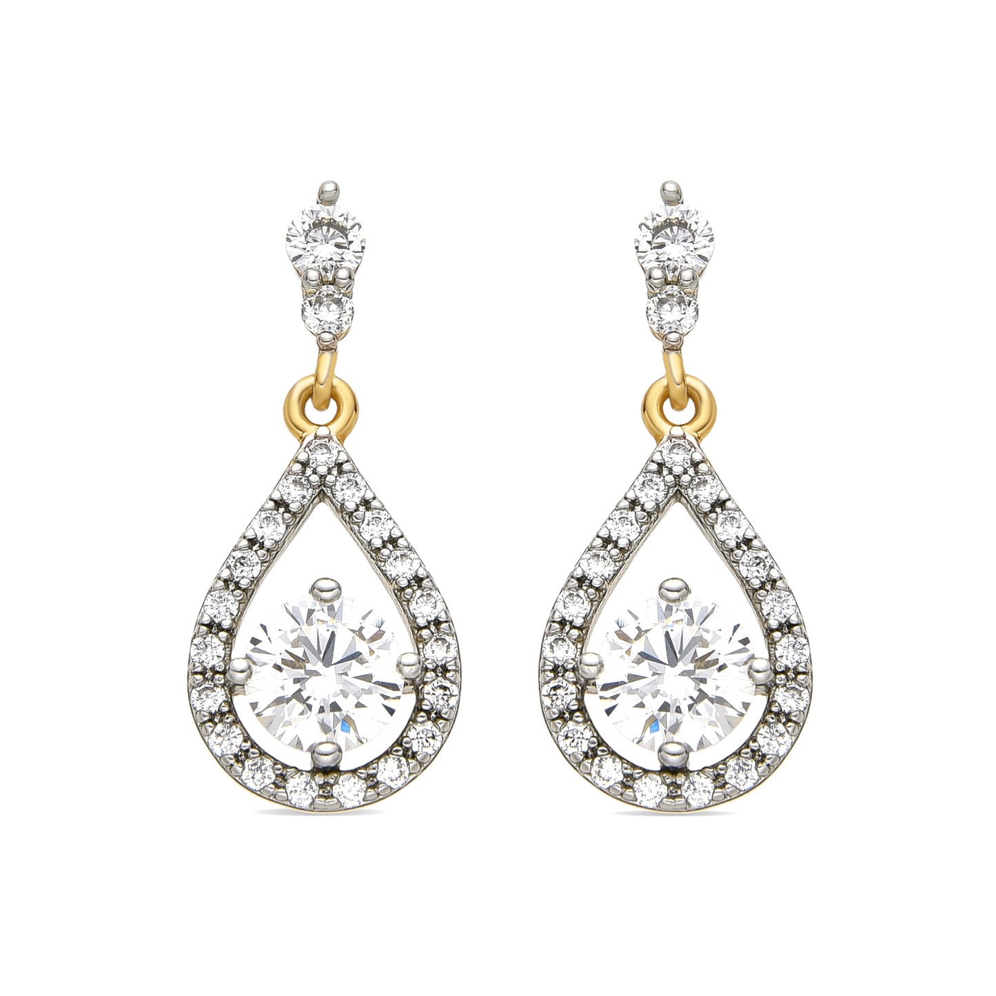 Pendientes con Circonita Brillante acabado oro 18k - Lessia