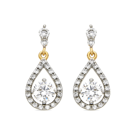 Pendientes con Circonita Brillante acabado oro 18k - Lessia