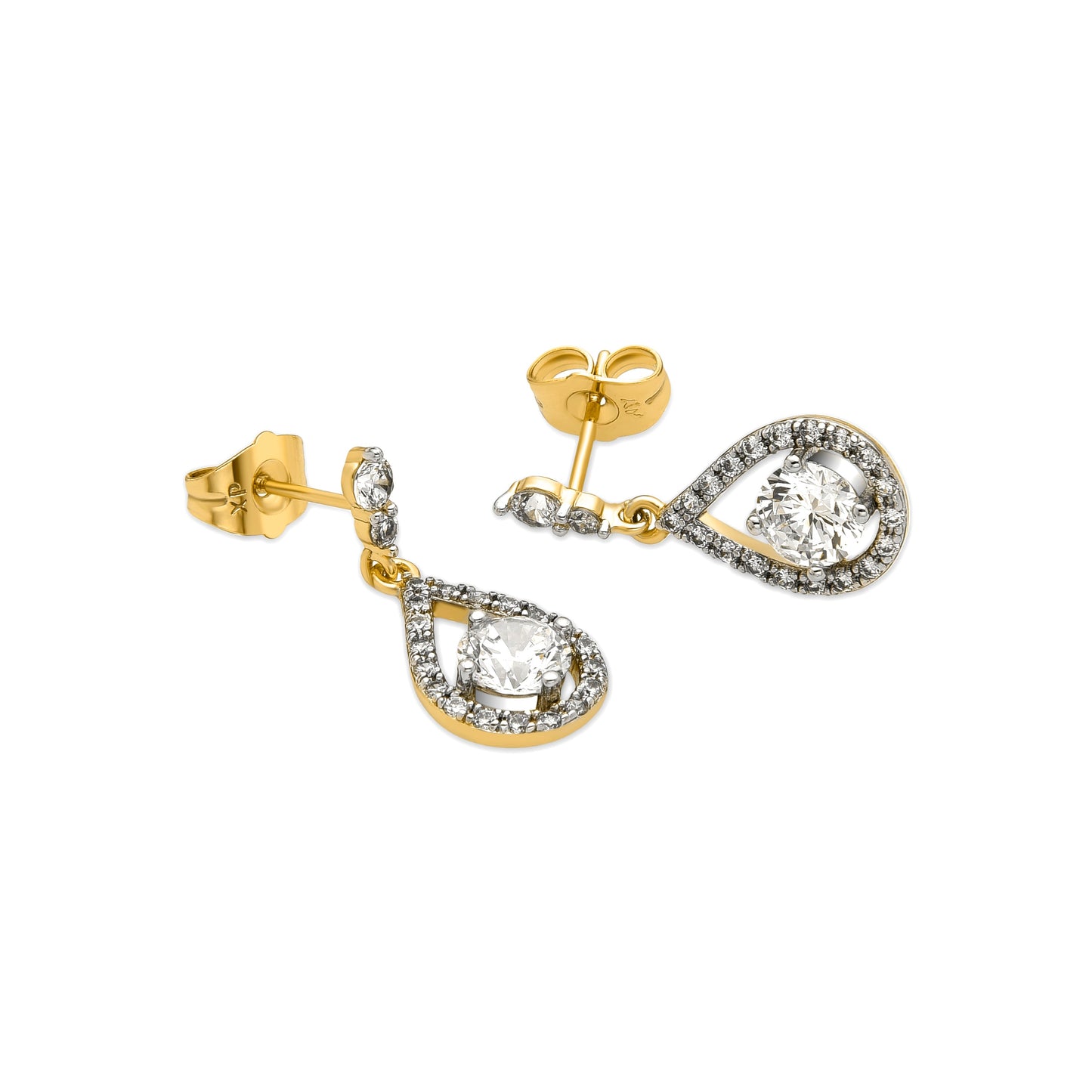 Pendientes con Circonita Brillante acabado oro 18k - Lessia