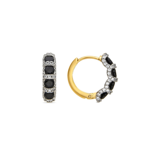 Pendientes con Circonita Onix acabado oro 18k - Braso