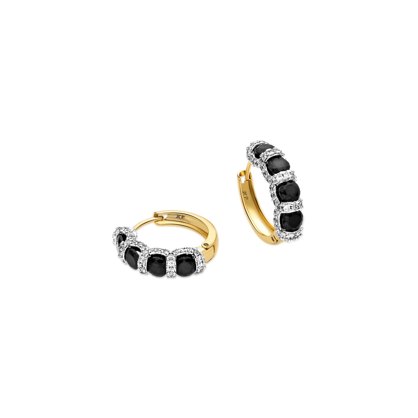 Pendientes con Circonita Onix acabado oro 18k - Braso