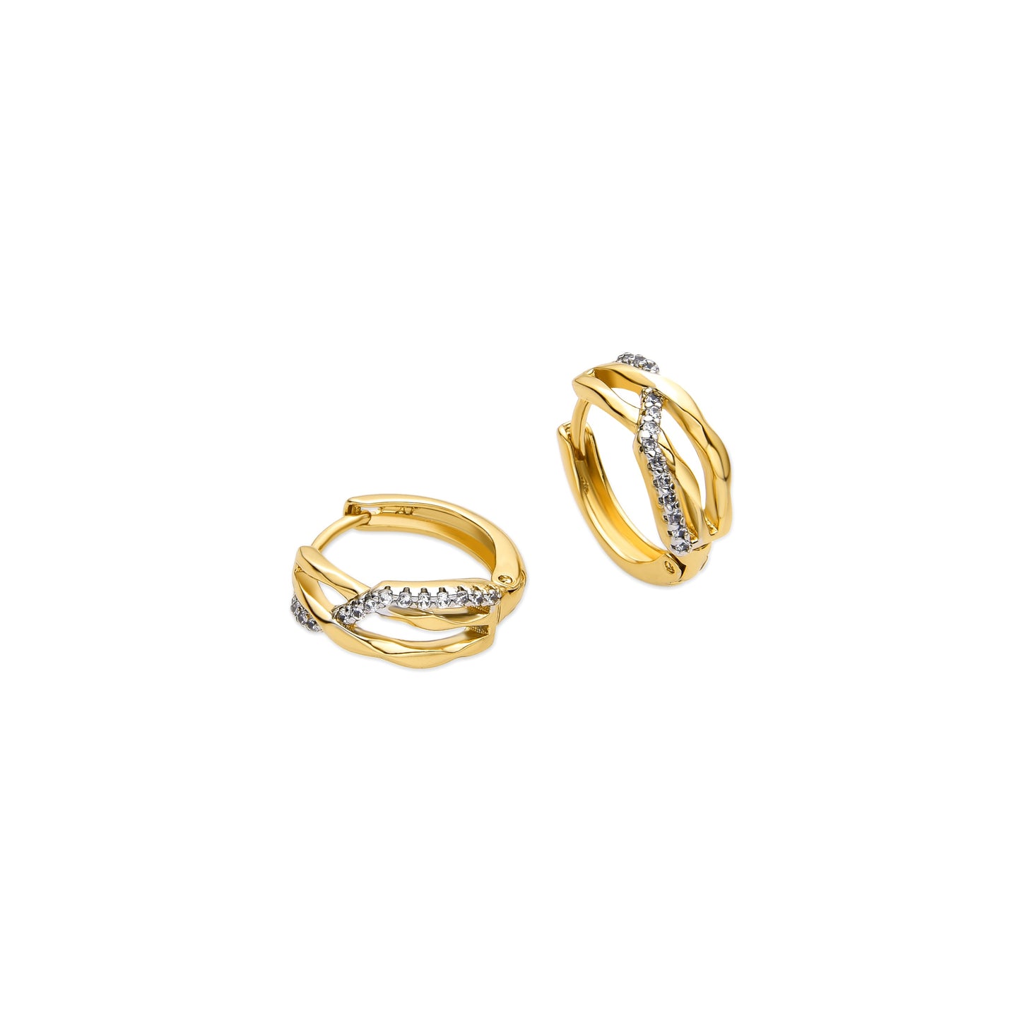 Pendientes con Circonita Brillante acabado oro 18k - Lonte