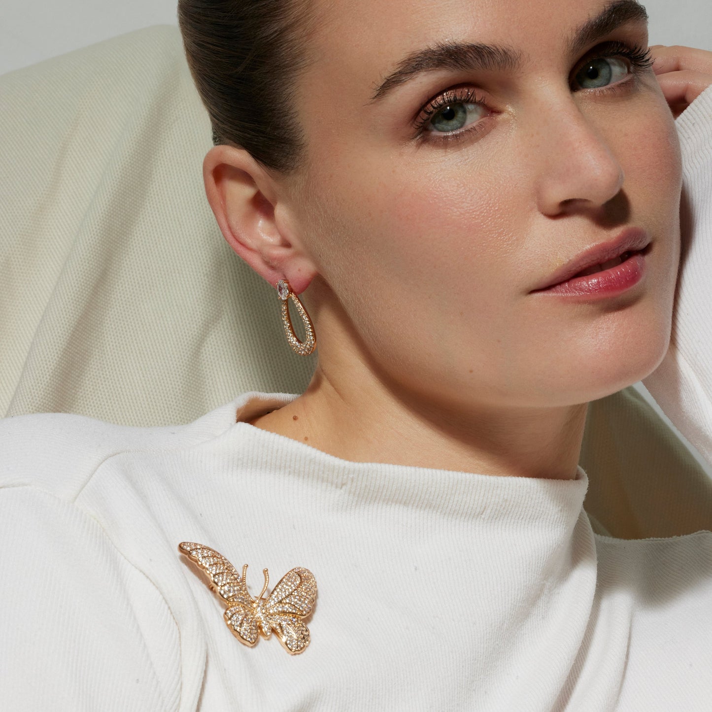 Pendientes con Circonita Brillante acabado oro 18k - Iame