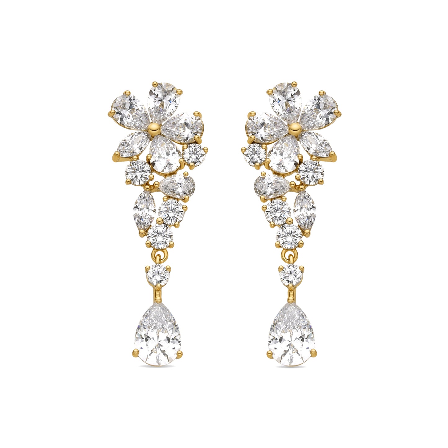 Pendientes con Circonita Brillante acabado oro 18k - Snesy