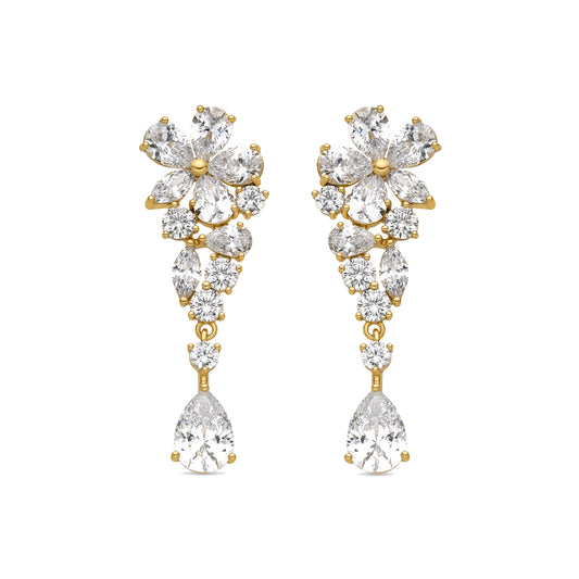 Pendientes con Circonita Brillante acabado oro 18k - Snesy