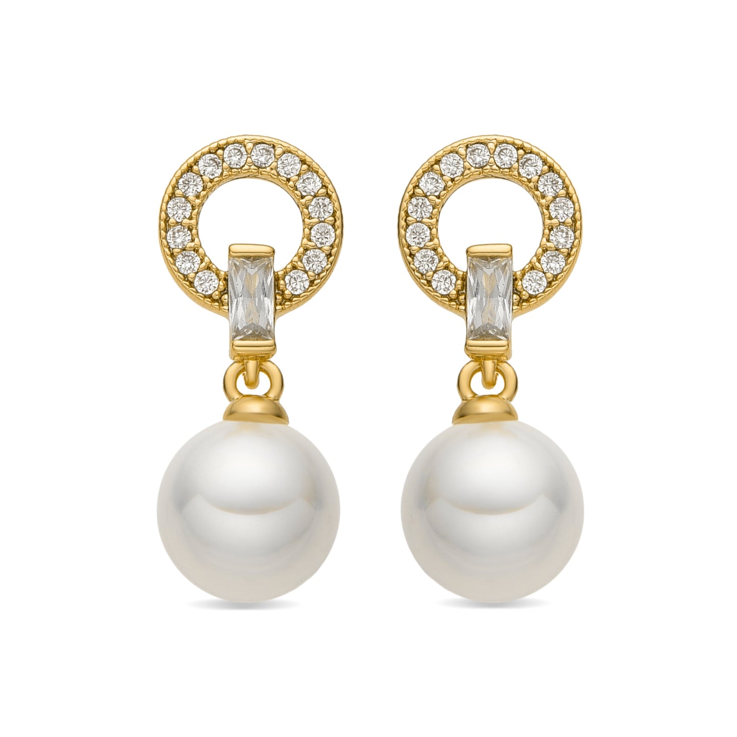 Pendientes con Perla Blanca acabado oro 18k - Hicur