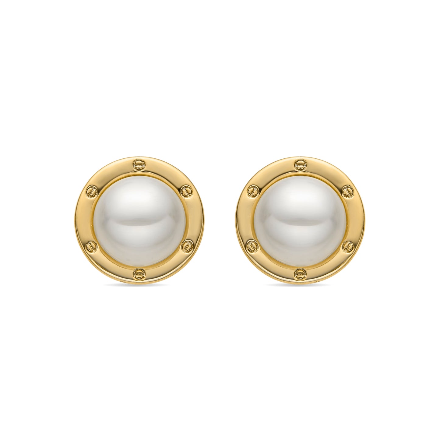 Pendientes con Perla Blanca acabado oro 18k - Ciada