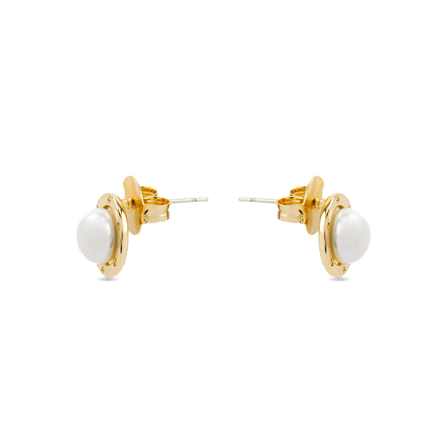 Pendientes con Perla Blanca acabado oro 18k - Ciada