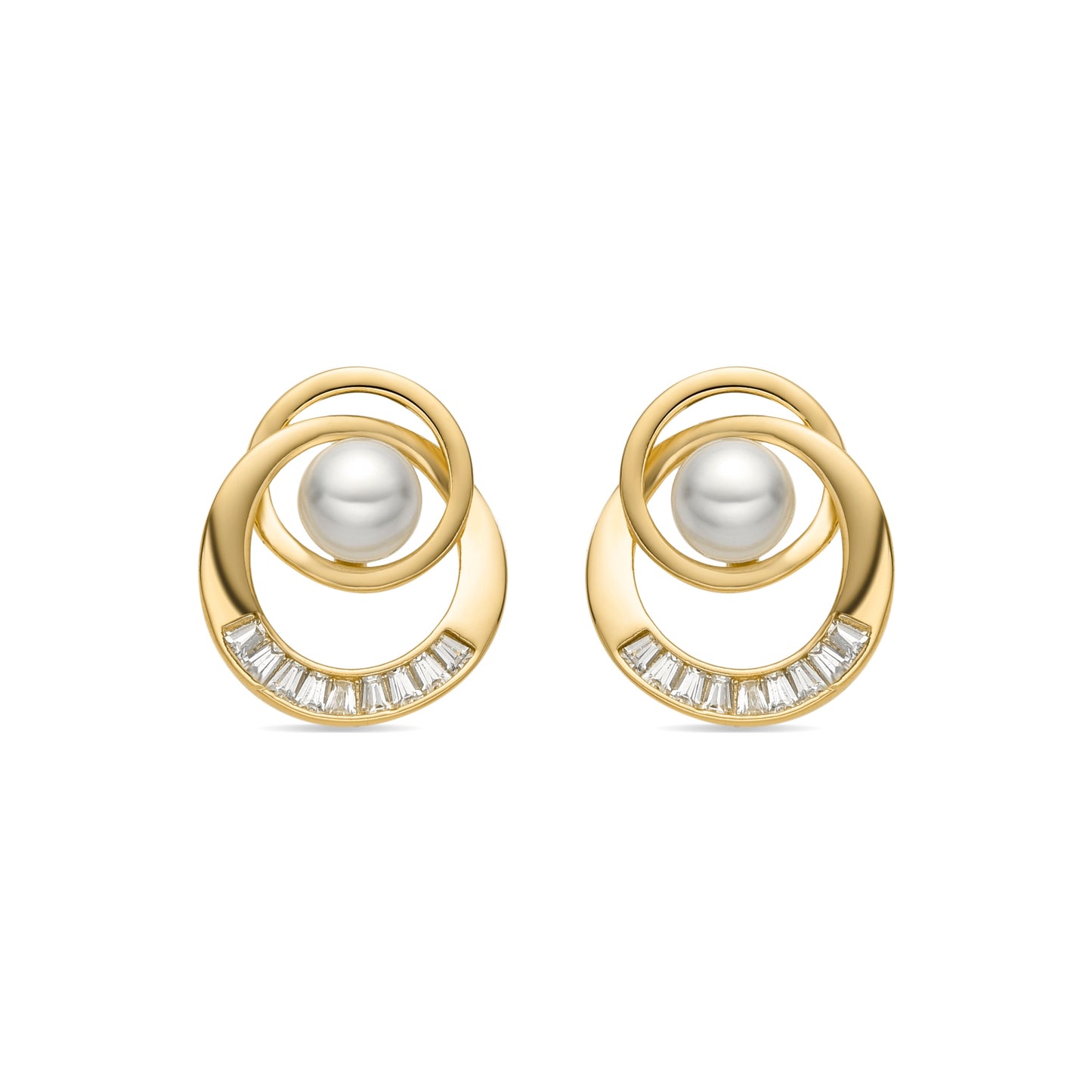 Pendientes con Perla Blanca acabado oro 18k - Lebya