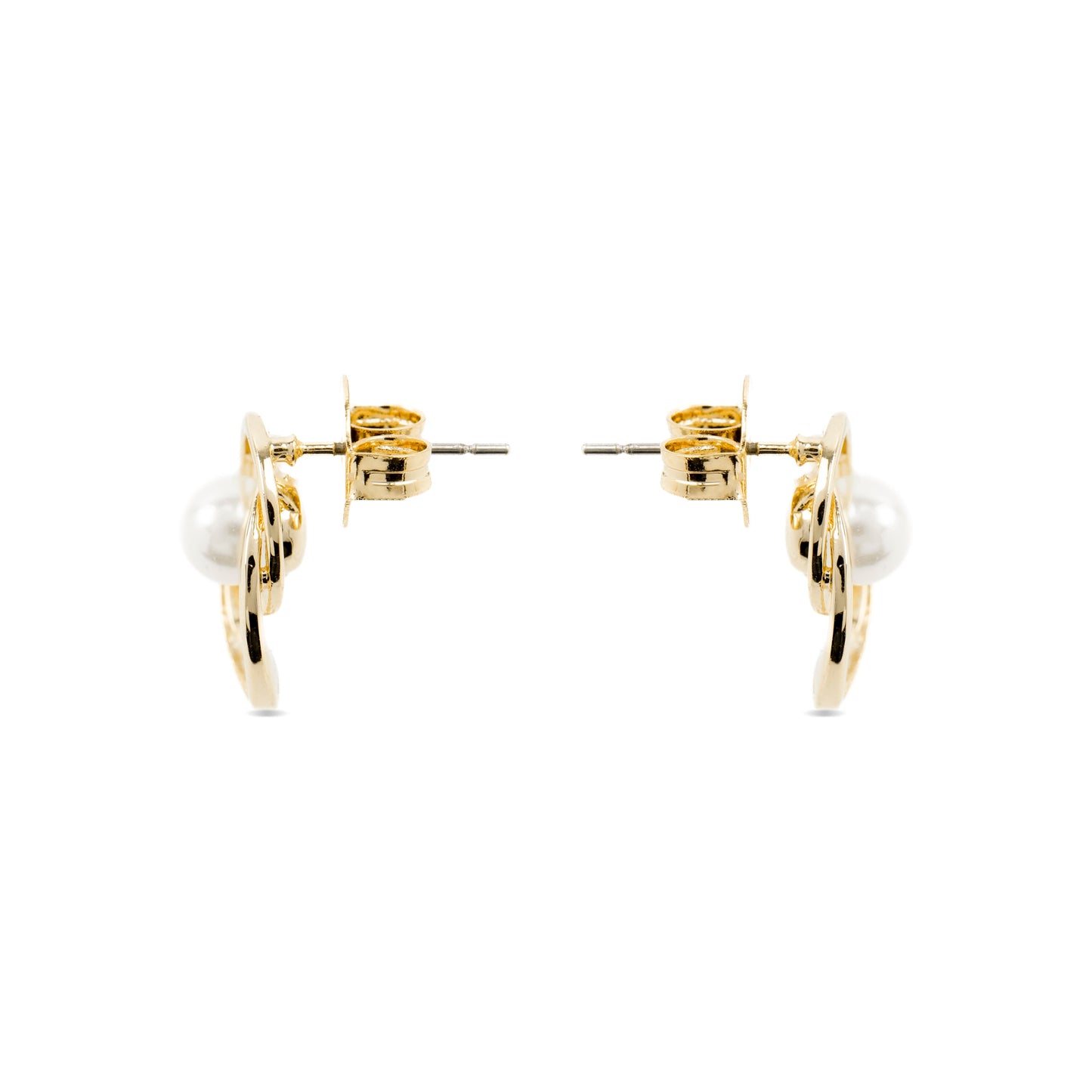 Pendientes con Perla Blanca acabado oro 18k - Lebya