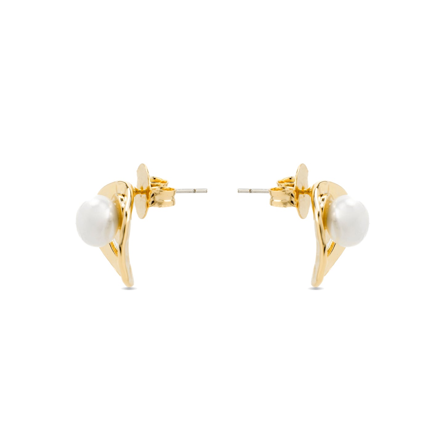 Pendientes con Perla Blanca acabado oro 18k - Ku