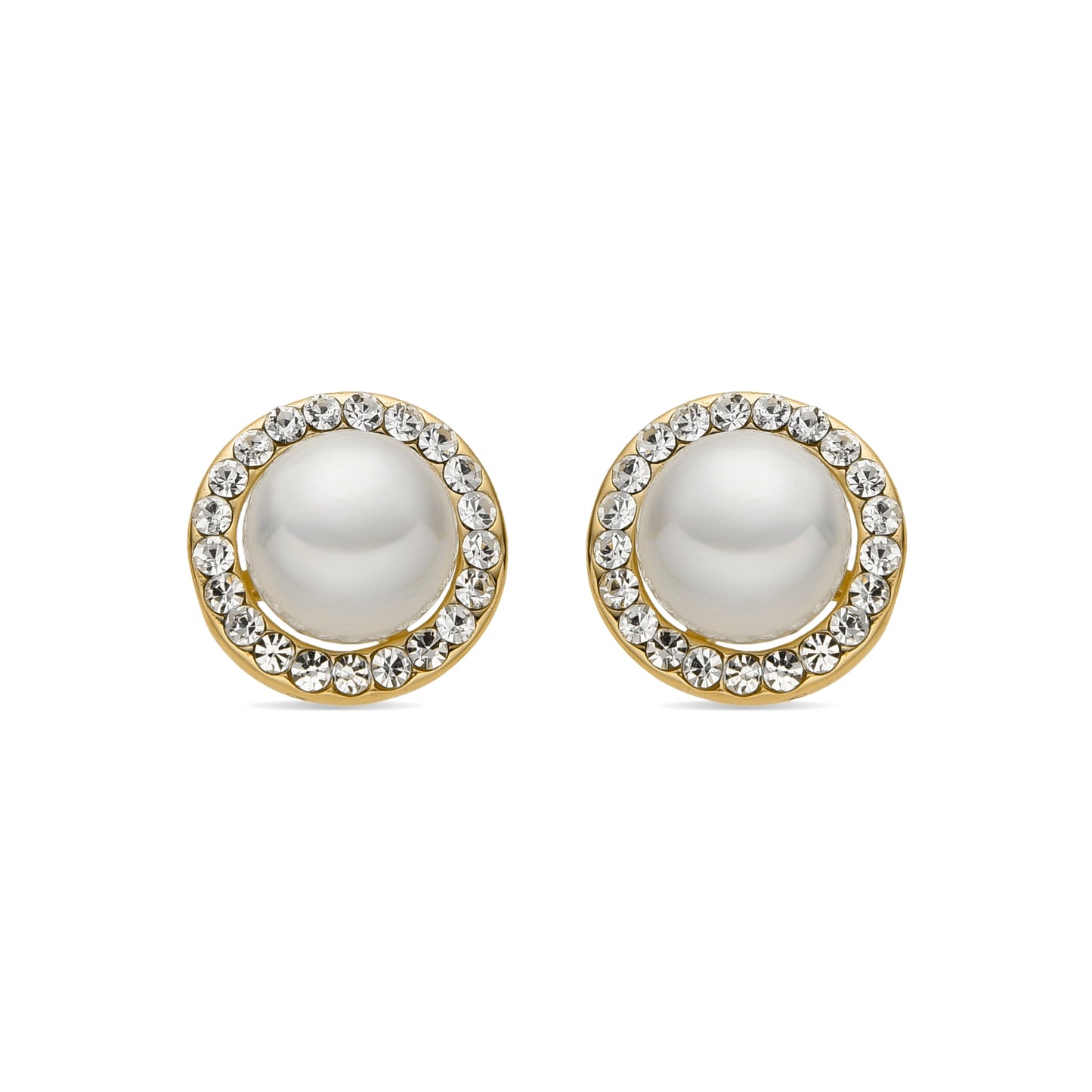Pendientes con Perla Blanca acabado oro 18k - Basnik