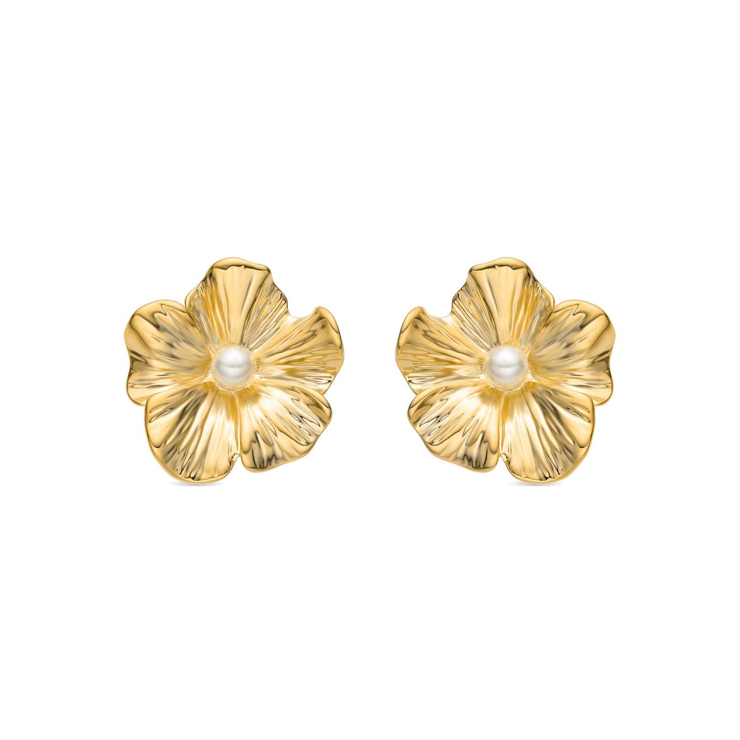 Pendientes con Perla Blanca acabado oro 18k - Leod