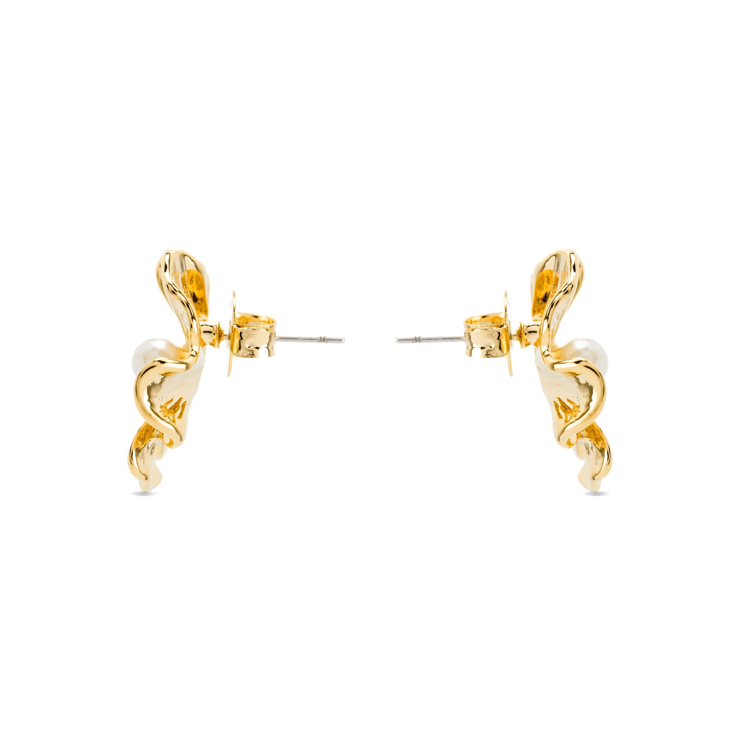 Pendientes con Perla Blanca acabado oro 18k - Leod
