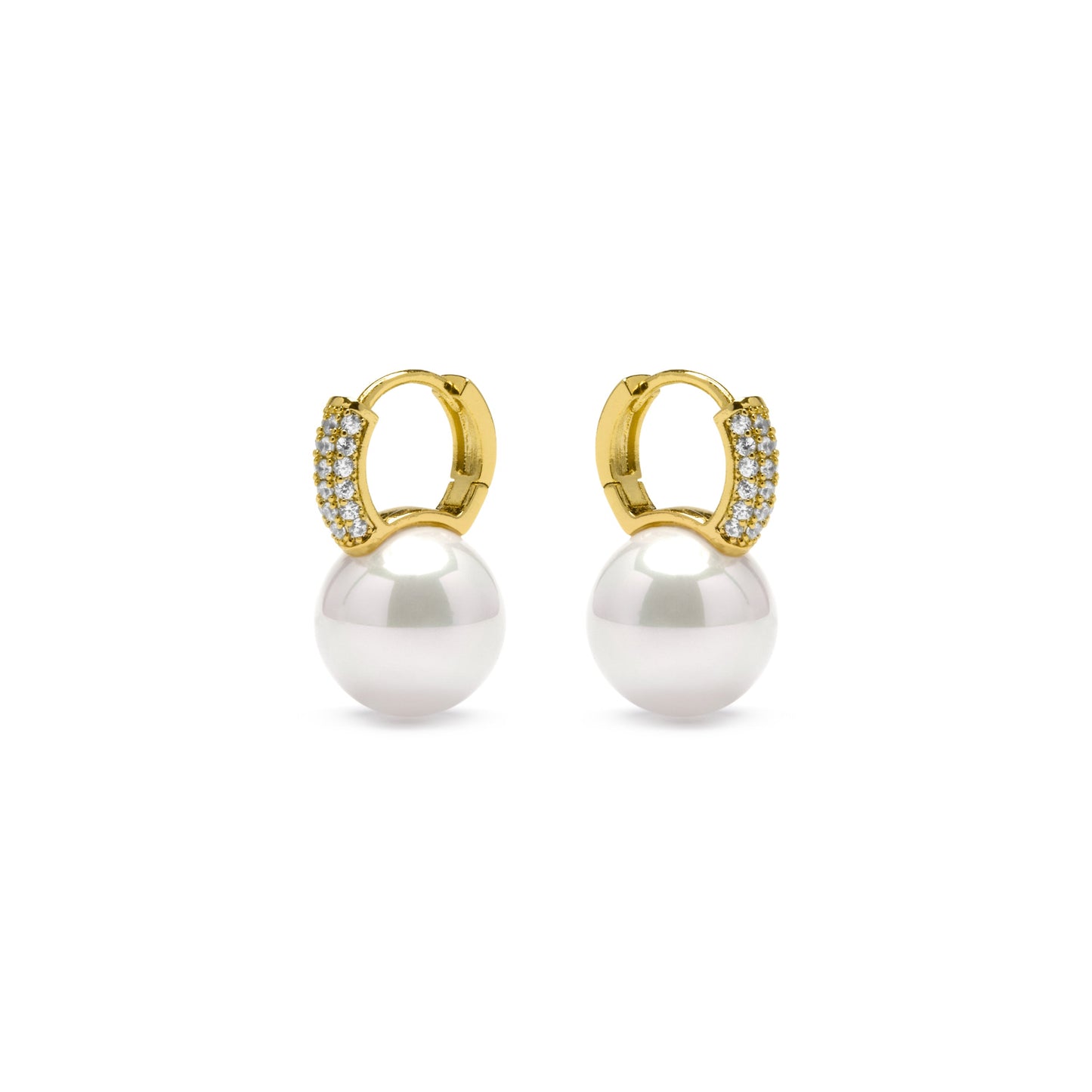 Pendientes acabado oro amarillo de 18k y Perla Blanca - Maeki