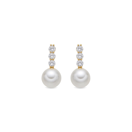 Pendientes acabado oro amarillo de 18k y Perla Blanca - Anu